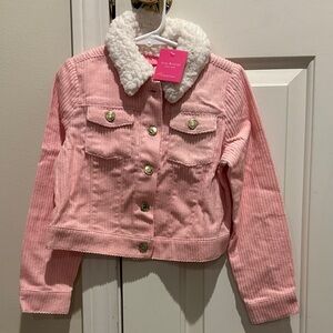 Isaac Mizrahi Pink Kids pink corduroy Jacket with Shearling Collar
